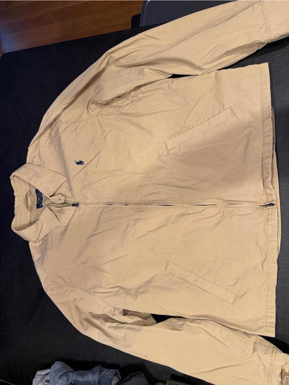 Ralph Lauren Men's Light Khaki Zip Jacket with Navy Pony